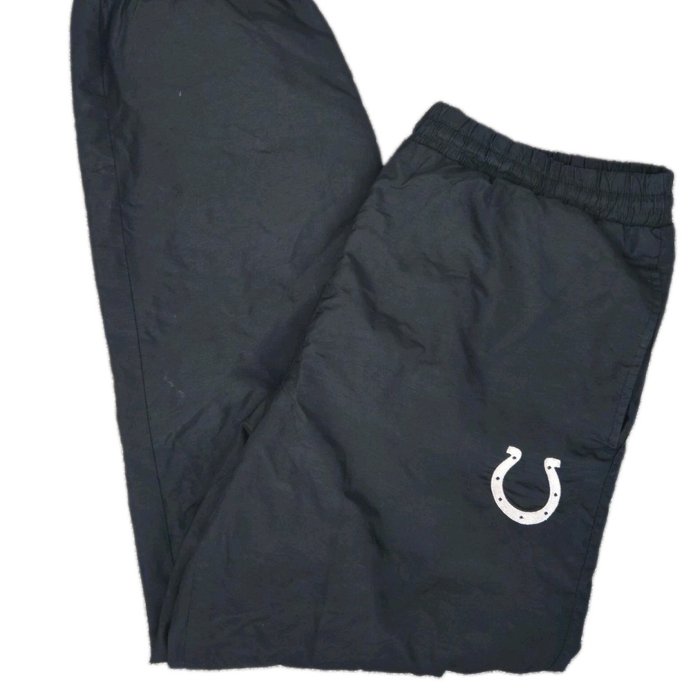 Vtg NFL Indianapolis Colts Black Sideline Warm Up Pants Mens L Nylon Track Pants